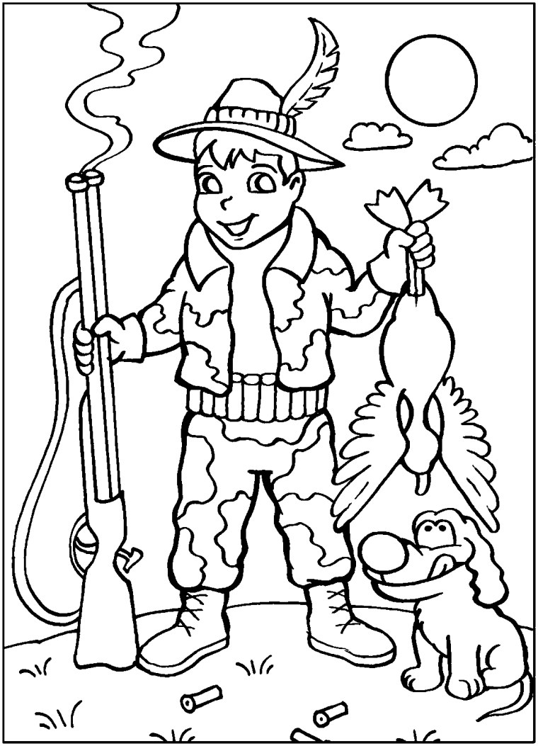 Охотник раскраска