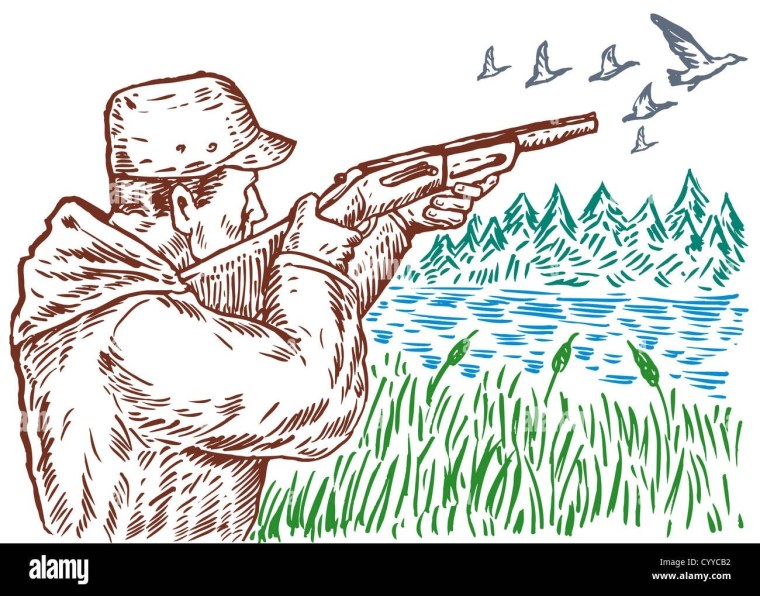 Охотник рисунок легкий