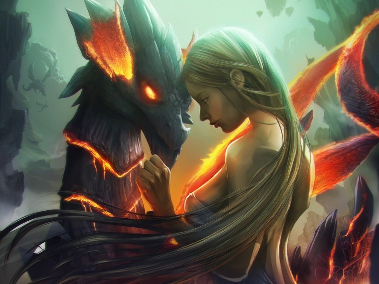 Дракон и девушка любовь