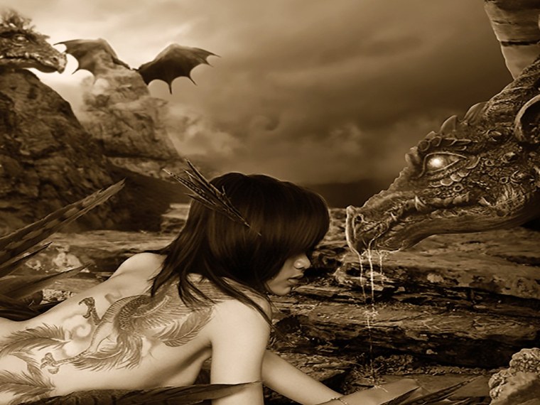 Человек верхом на драконе