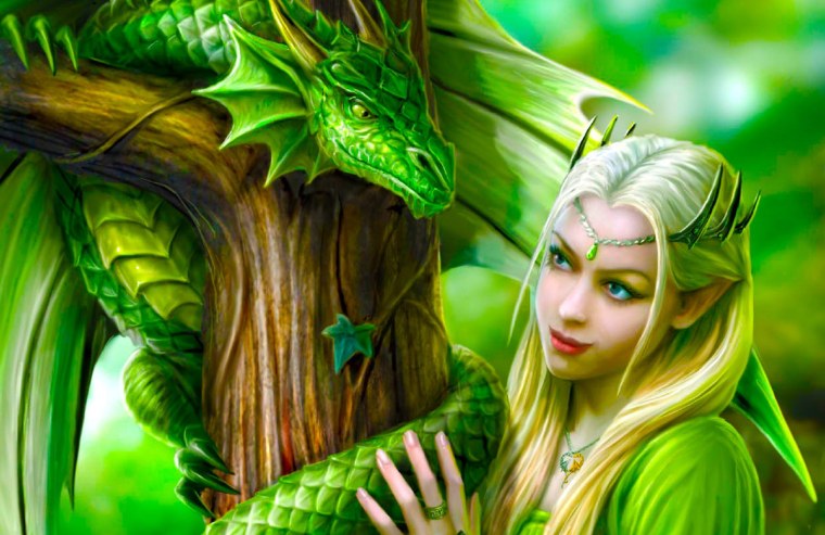 Рыжая девушка и дракон