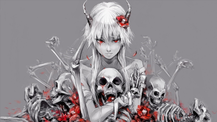 Скелет на черном фоне