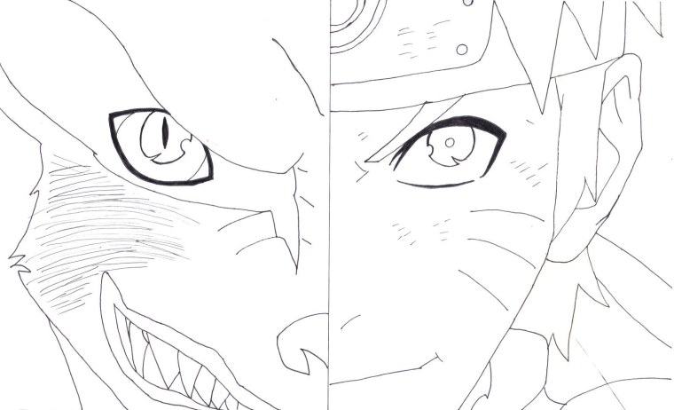 Раскраски аниме Наруто девятихвостый