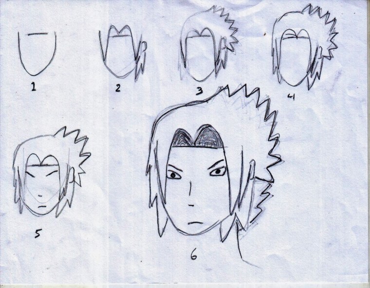 Нарисовать лицо Саске