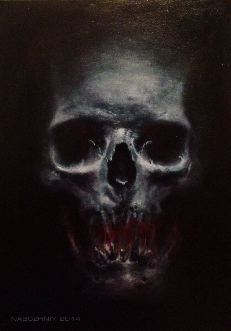 Черепана бело темном фоне