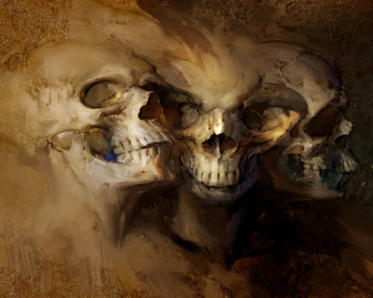 Череп человека на черном фоне