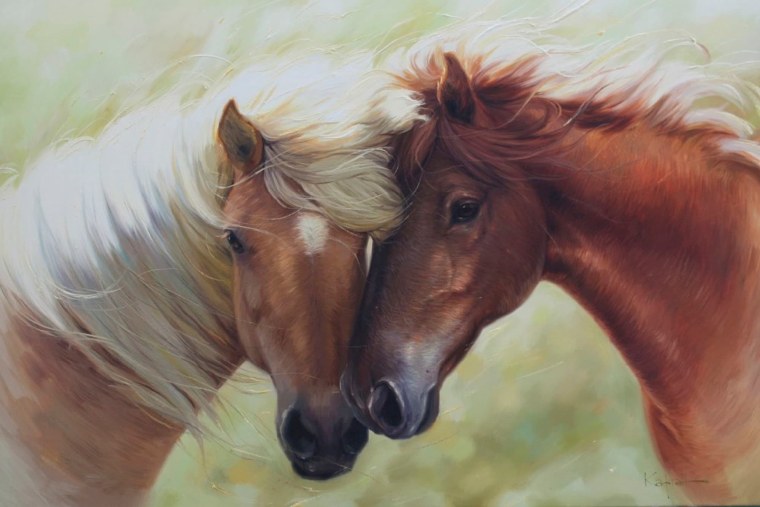 Человек обнимает лошадь