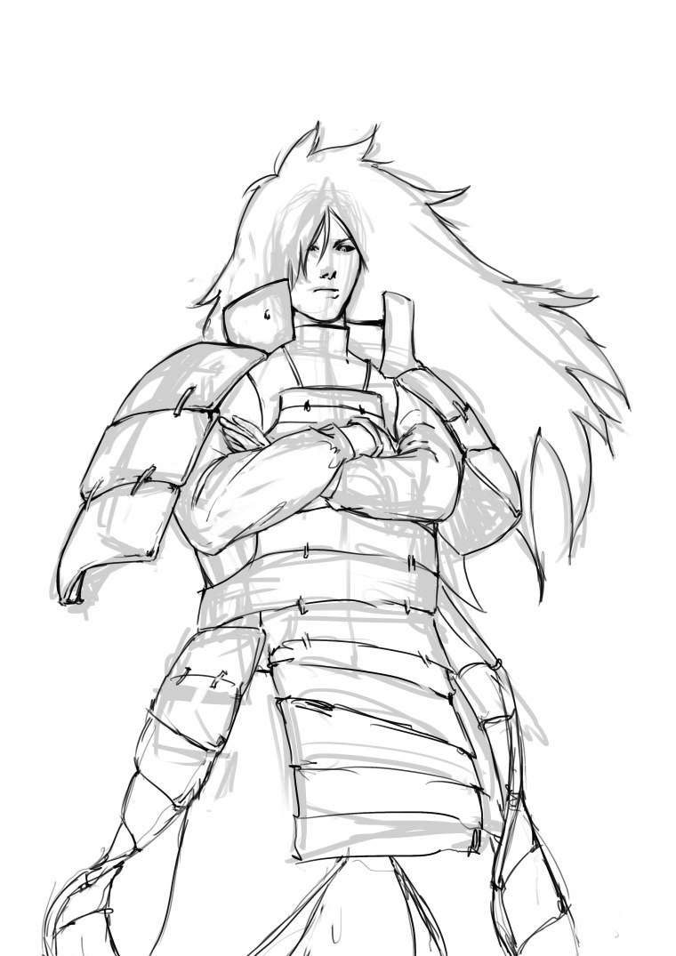 Мадара Учиха черно белый