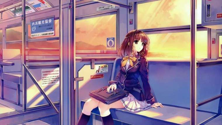 Аниме школьницы в метро