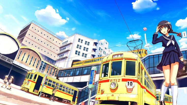 Аниме девочка в городе