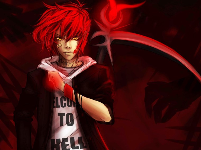 Аниме пацан с красными волосами