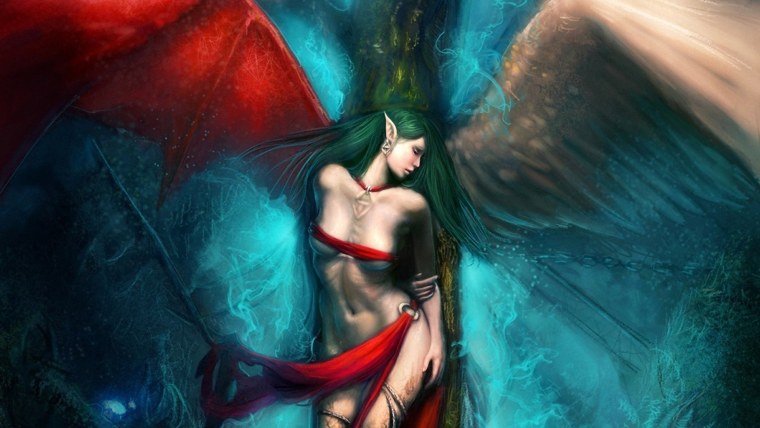 Полуангел полудемон девушка фэнтези