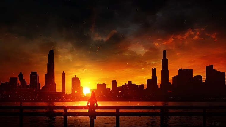 Город Горизонт закат