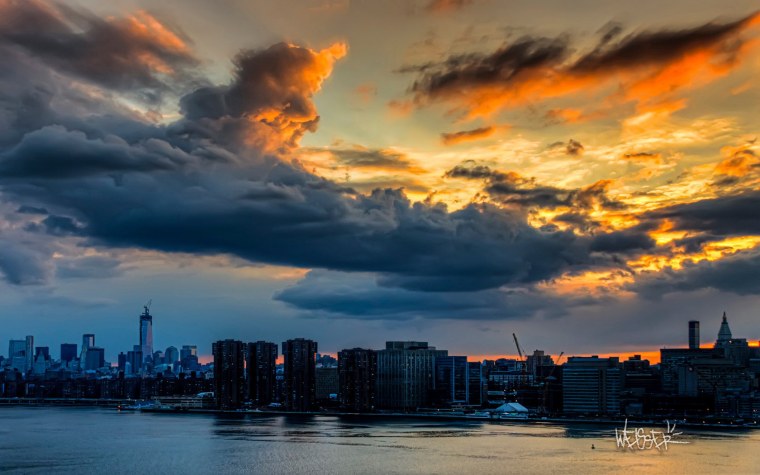 Обои закат город