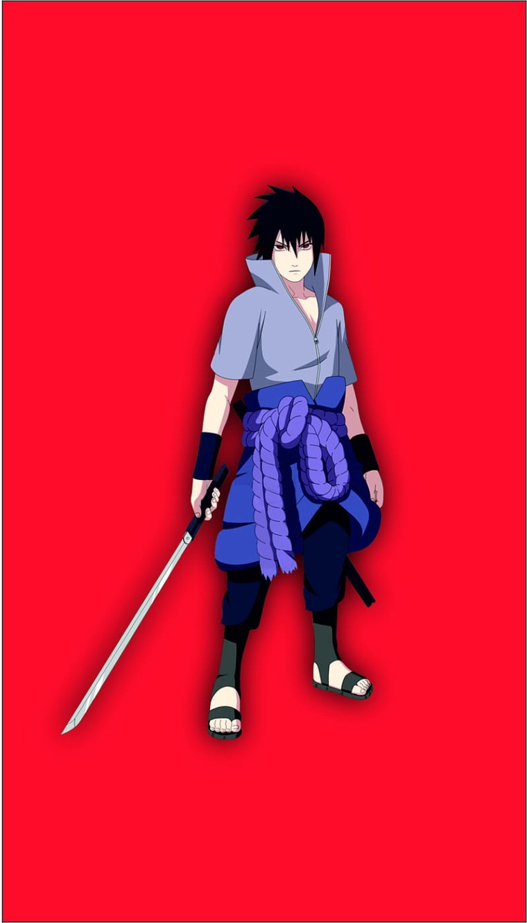 Саске Учиха на зеленом фоне