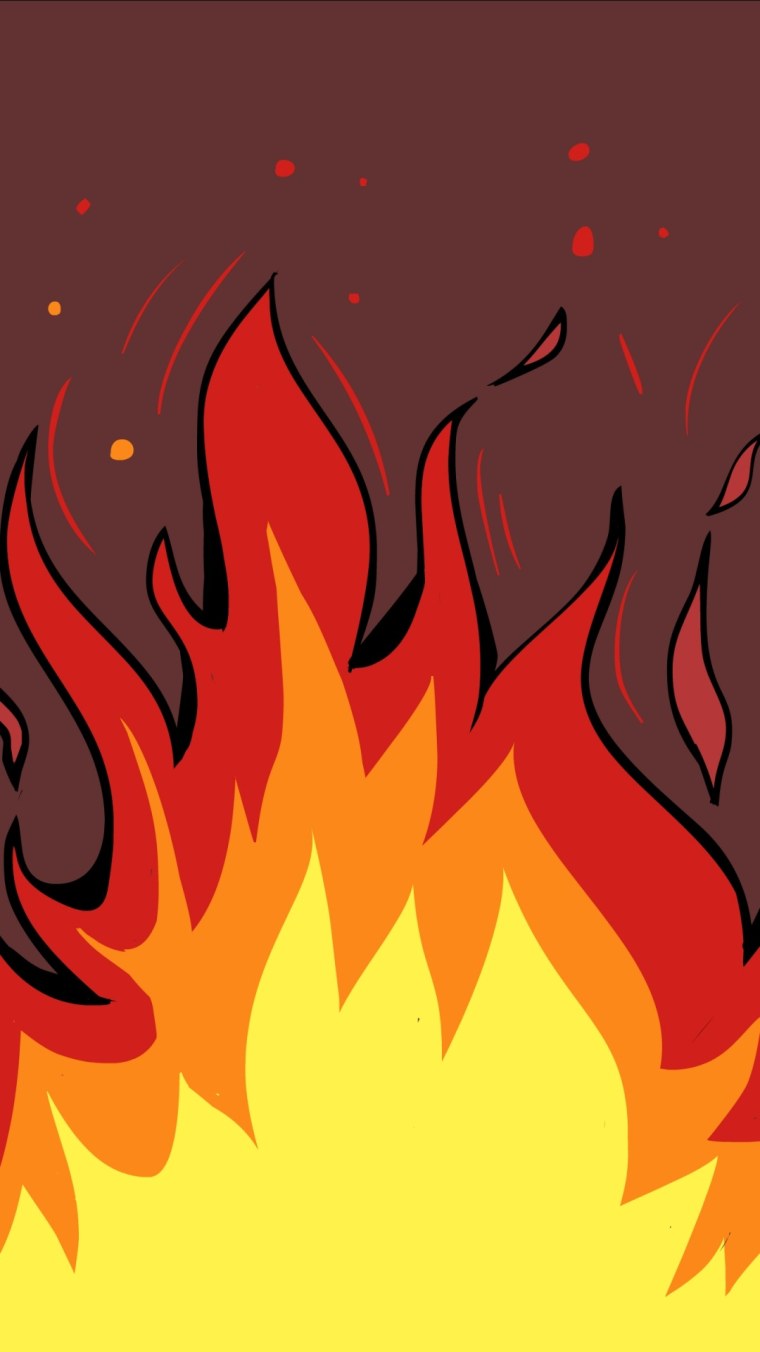 Человек на фоне огня