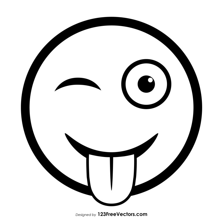 Подмигивающий смайлик черно белый