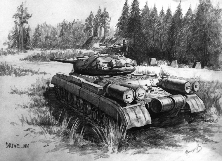 Танк в черно белом цвете