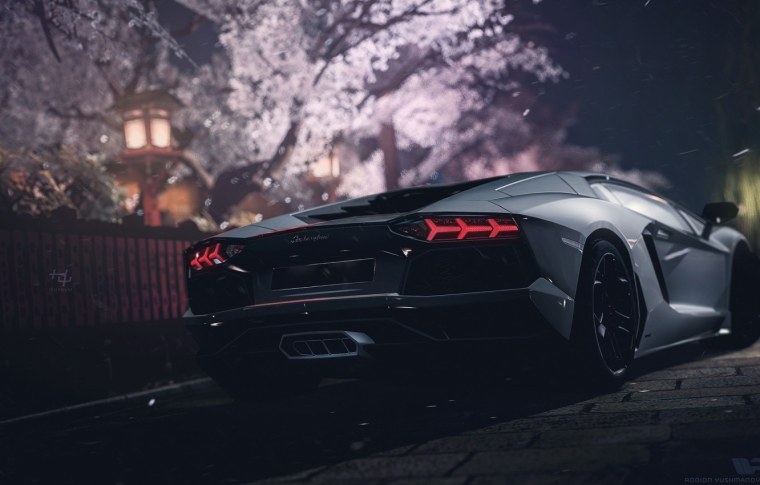 Ламборджини авентадор ночью