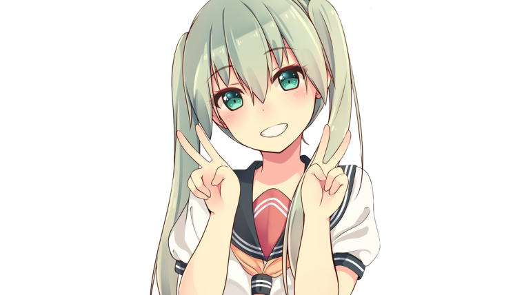 Аниме тян на белом фоне