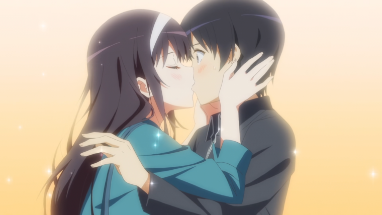 Аниме Saenai Heroine no Sodatekata поцелуй