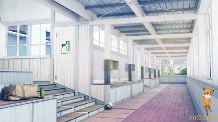 Коридор школы аниме