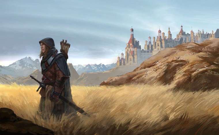 Средневековая деревня фэнтези арт