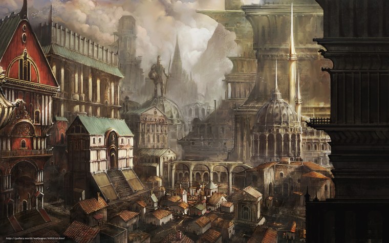 Деревня средневековья фэнтези арт