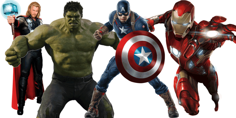 Мстители герои на белом фоне