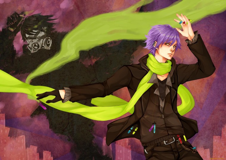 Аниме парень с сиреневыми волосами