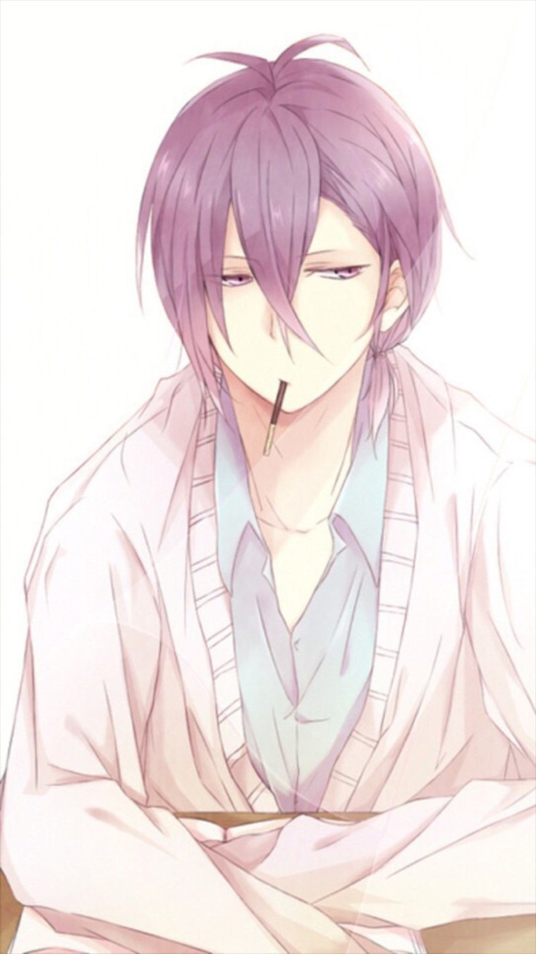 Аниме парень с фиолетовыми волосами