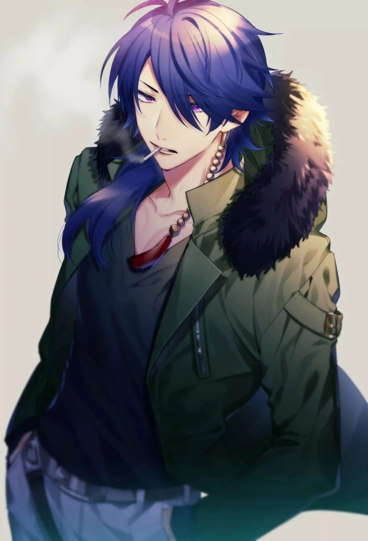 Аниме парень с фиолетовыми волосами