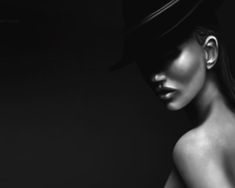 Девушка на черно белом фоне