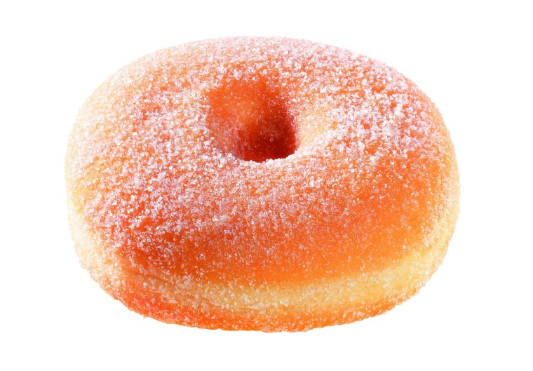 Пончик с розовой глазурью и посыпкой