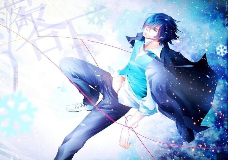 Парень с темно синими волосами арт