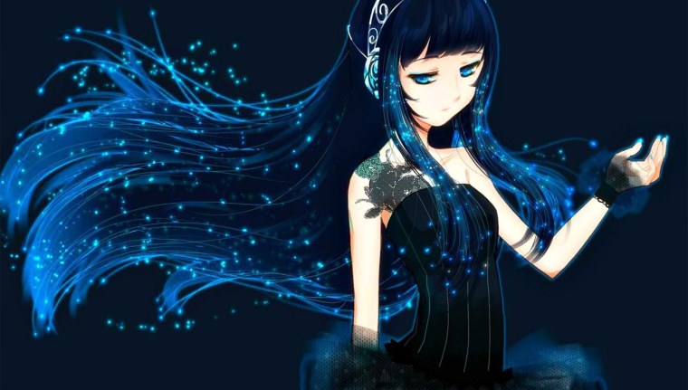 Девушка с темно синими волосами арт