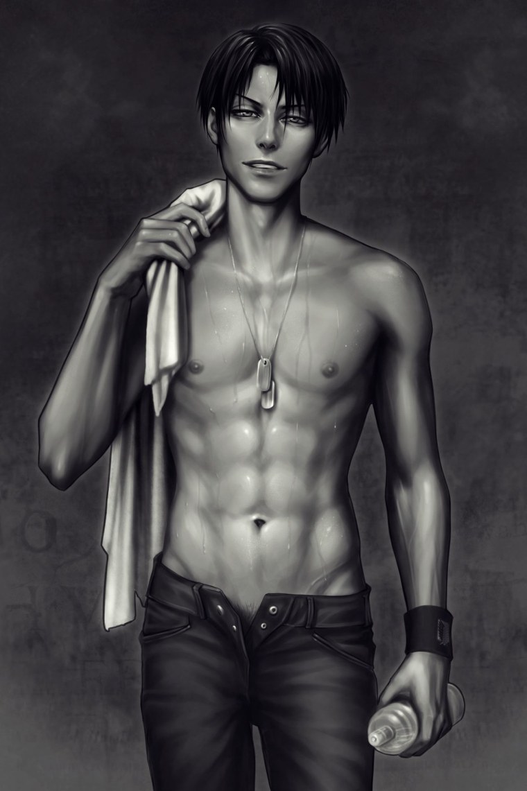 Леви Аккерман арт полураздетый