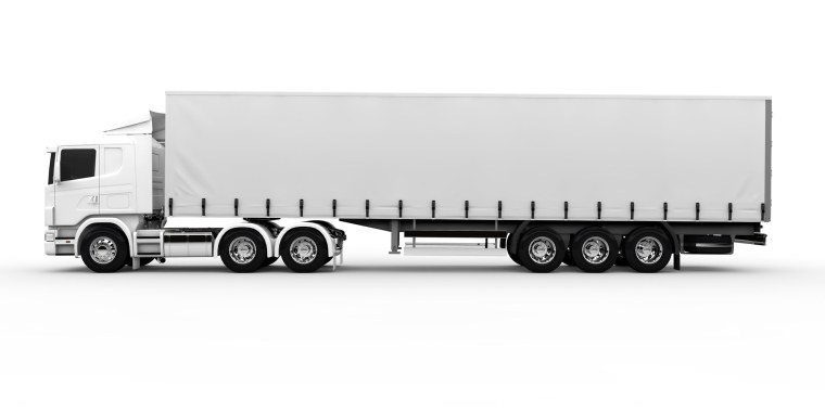 Man грузовик с прицепом сбоку