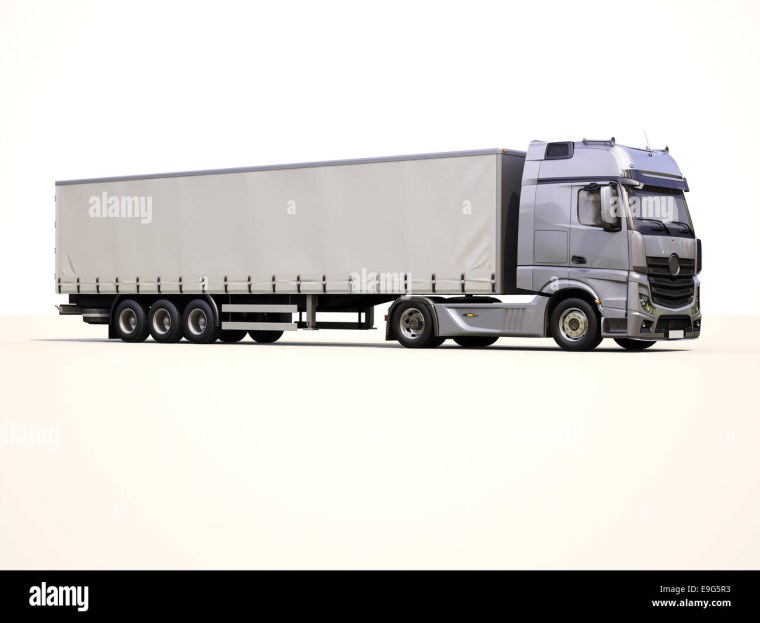 Грузовик с прицепом на белом фоне