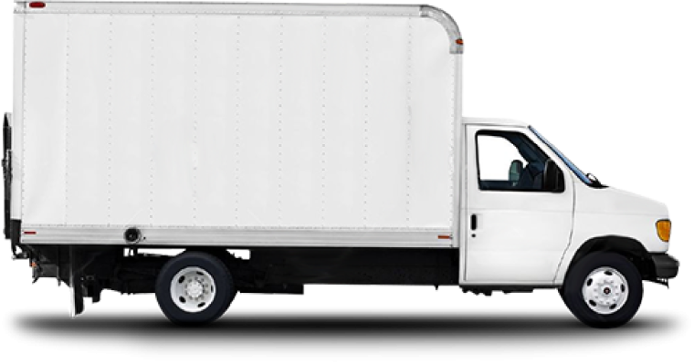 Белый грузовик сбоку