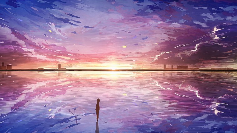 Аниме пейзаж закат