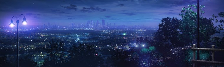 Аниме город летней ночи
