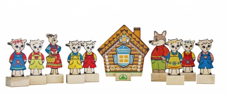 Деревянный театр волк и семеро козлят