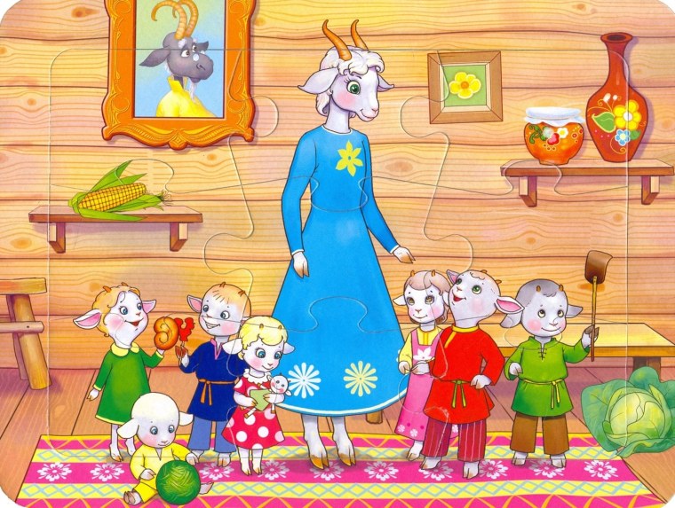 Пазлы волк и семеро козлят игры для детей