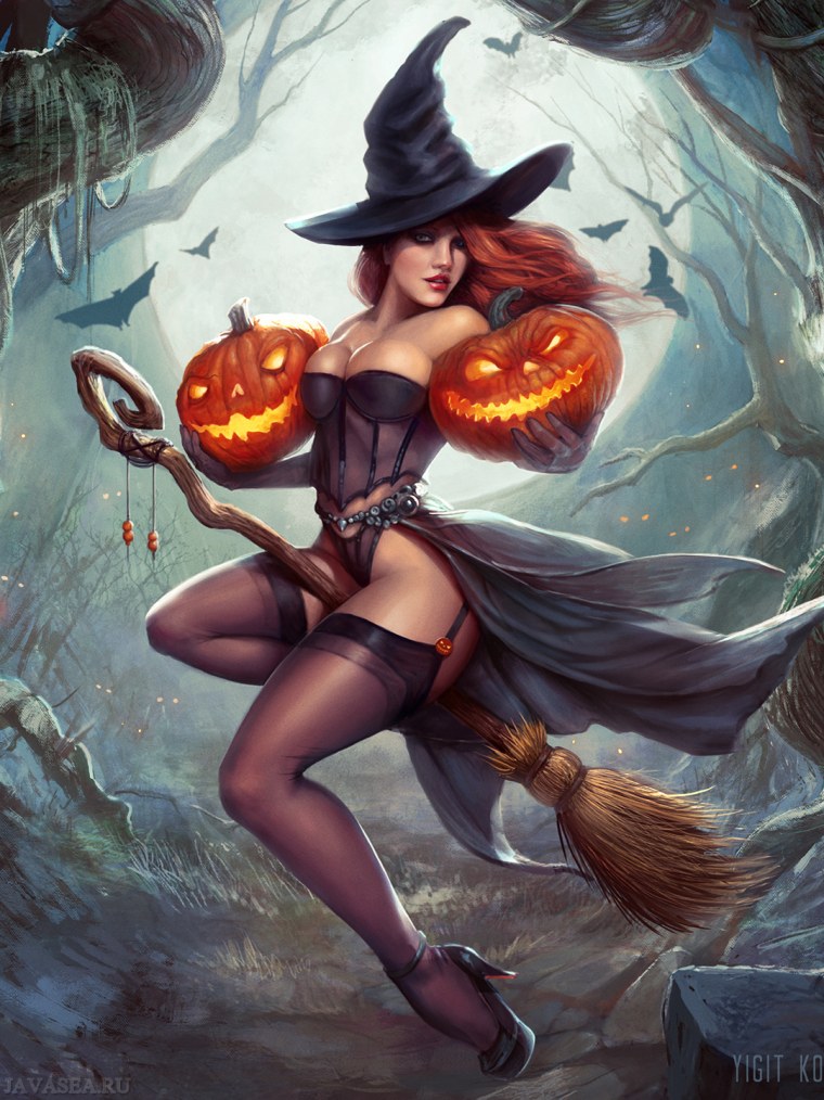 Хэллоуин ведьмочка арт