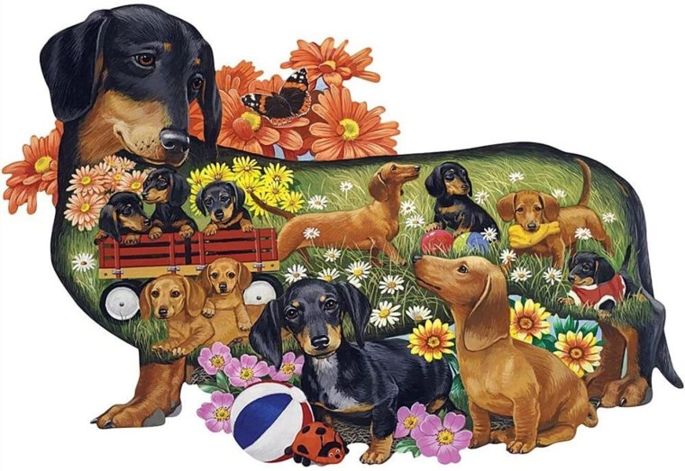 Такса с цветами