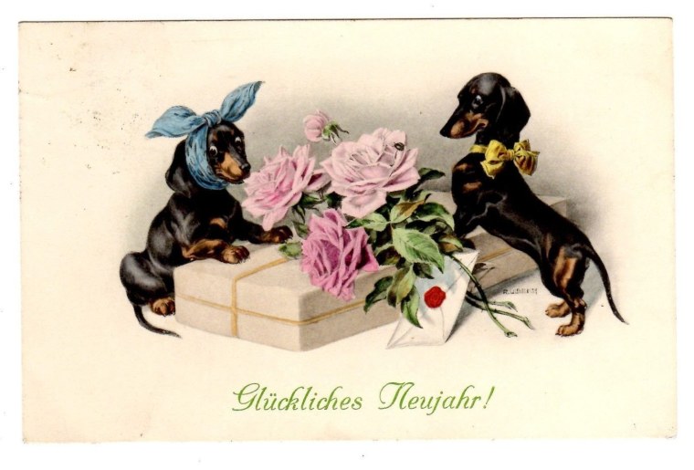 Винтажные открытки с таксами