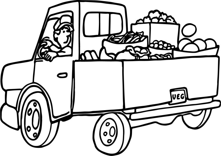 Раскраска фургон с фруктами