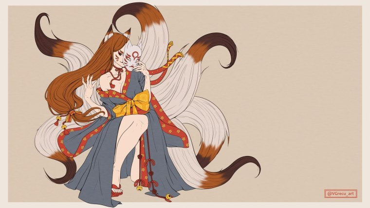 Девятихвостая лисица в японской мифологии