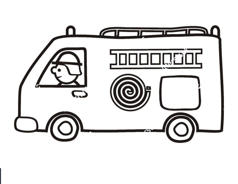 Трафарет пожарная машина для детей